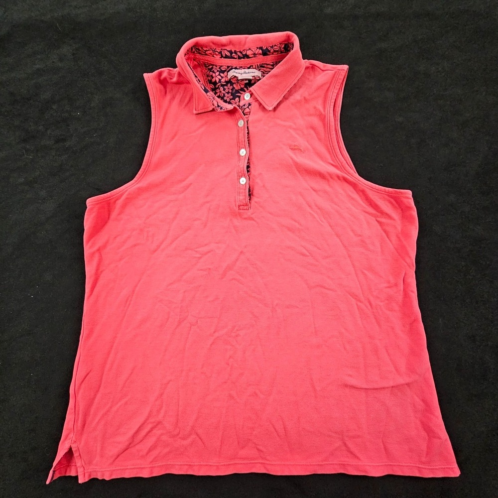 Tommy Bahama Red Sleeveless Cotton Polo Shirt Women's L